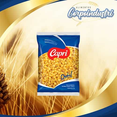 PASTA CORTA CAPRI E/E PLUMA 12 UND 1KG - Viveres en Corpoindustri