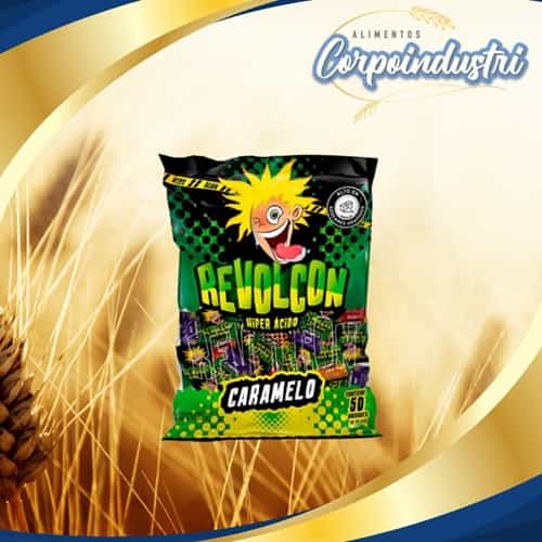 CARAMELO REVOLCON 1 PAQ 50 UND - Confiteria en Corpoindustri