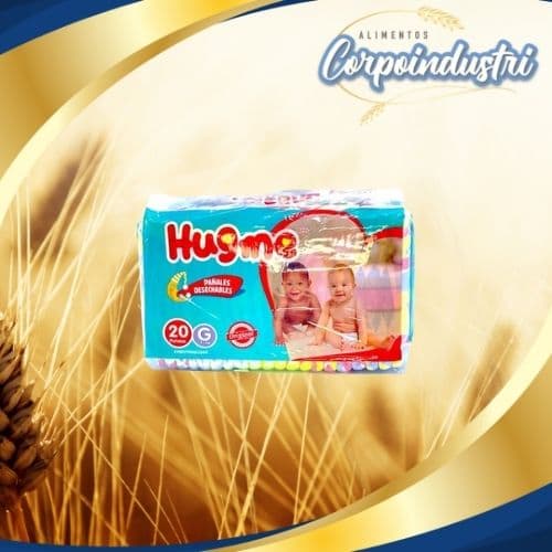 PAÑALES HUGME TALLA G 20 PAQ 10 UND
