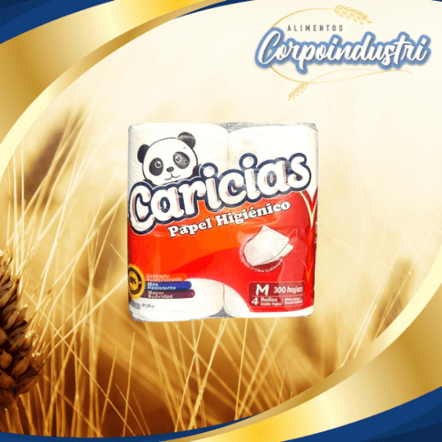 PAPEL HIG CARICIAS 12 PAQ X4 300 HOJAS - Perfumeria en Corpoindustri